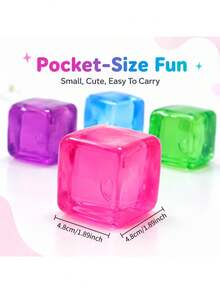 1pc Random Transparent Maltose Ice Cube Squeeze Stress Ball, Solid Soft Chewy Square Fingertip Toy, Soft Stretchable TPR Anxiety Relief Sensory Toy, Suitable For Kids And Adults, Portable Desktop Stress Relief Toy, Perfect Party Favor And Holiday Gift - Multicolor - View 6
