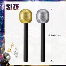 Glamorous Shiny Microphone Prop, Silver And Gold Plastic Singing Microphone, Suitable For Pop Star Role Play, Disco Stage Party, Halloween Costume Gift - Multicolor - View 5