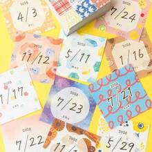Calendario de 365 hojas con patrón de frutas y animales de dibujos animados japoneses lindos, calendario diario mini de desprendimiento para diario, álbum de recortes, decoración de escritorio, planificador, papel de notas, calendario, útiles escolares, suministros del nuevo semestre, gato lindo - A - Ver 8