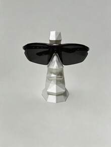Geometric Face Glasses Holder 3D Printed Moai Statue Fashion Glasses Storage Rack Desktop Decor Ornament Creative Gift Desktop Fashion Glasses Display Stand - Black 1pc - View 2