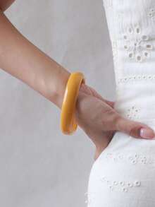 3pcs/Set Bohemian Style Asymmetrical Resin Unique Design Bracelets, Fashionable Versatile, Suitable For Women's Daily Commute, Travel, Vacation, Can Be Layered, Gift For Friends - Yellow - View 6
