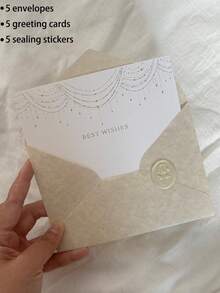 5套纹理信封卡片套装，包括：烟蓝色婚礼/派对邀请函、青柠绿节日贺卡和邀请函、复古粉色贺卡和情书、米色文具套装、浪漫手写便笺卡和邀请函 - 暈染 - 查看 25