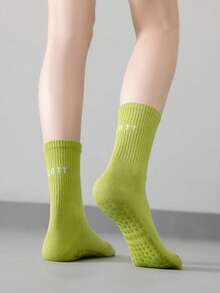 1/3/4/7 Pairs Women's Fitness Floor Socks, Mid-Calf Yoga Socks, Sports Socks, Sweat-Absorbing & Breathable, Shark Leggings Socks, Pilates Socks, Slogan "DO IT", Multi-Color Professional Yoga Socks For Women, Indoor Floor Use, Suitable For Autumn/Winter/Spring/Summer Sports Wear - Multicolor - View 9