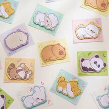Cartoon Animal Shaped Sticky Notes, Multiple Cute Patterns, Thick Paper No Bleed Through, Moderate Adhesion. Suitable For Notes, Bullet Journal, Memo, Macaron Soft Background Color, Student And Office Use, Cute And Practical. School Supplies - A - View 3