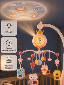 Remote Control Baby Crib Mobile With Projection, Rotating Educational Hanging Bell Toy, Suitable For 0-6 Months Newborn Early Learning, Baby Supplies, Sensory Toy, Baby Rattle, Baby Crib Mobile, Baby Toy, Newborn Essentials, Newborn Essentials, Baby Essentials - Multicolor - View 9
