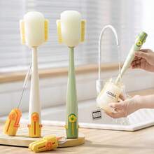 Set Sikat Cangkir Gagang Panjang 5-in-1 - Alat Pembersih Multifungsi, Cocok untuk Botol/Tutup dengan Kepala Sikat Spons dan Bulu Kaku, Sikat Pembersih Piring Dalam yang Dapat Dilepas - Beraneka warna - View 7