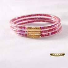 3pcs Set Fashion PVC Ultra-Light Ultra-Clear Transparent Plastic Tube Multi-Layer Stackable Rhombus Sequin Bracelets, Suitable For Women's New Year Party Wear, Best Friend Gift - 3 Pieces/set, Diamond Shape - View 19