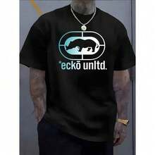 Men's And Women's T-Shirt With Ecko Logo And Ecko Unltd. Graphic Print: Casual Summer T-Shirt, Short Sleeves And Round Neck, Ideal For Everyday Wear, Outdoor Activities And - 黑色 - 查看 12