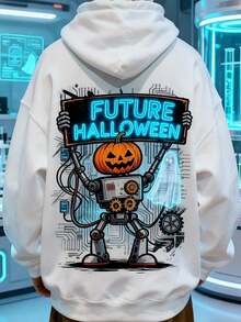 Men's Winter Hoodie With Thick Fleece Lining For Cold Weather - White - View 1