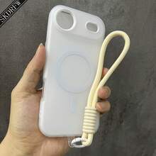 1 Stylish Phone Case, Does Not Include Lanyard Or Stand, New Minimalist Niche Design With Large Holes, Light Yellow Jelly Skin Feel, Two-In-One Magnetic Protective Case With Hand Strap For 17 17air 17pro 17promax 16 16plus 16pro 16promax 15 15pro 15promax 14 14pro 14promax 13 13pro 13promax 12 12pro 12promax 11, Can Store Photos. - 白色 - 查看 11