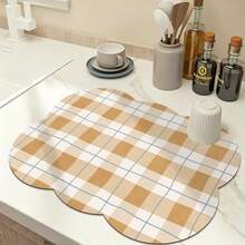 Kitchen Dish Drying Mat, Absorbent Table Mat, Countertop Dish Mat, Washable Table Mat, Bowl And Plate Drying Mat - Yellow Squares - View 5