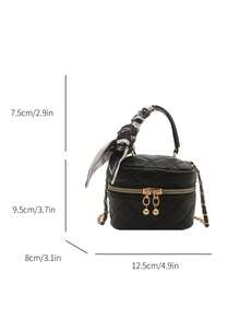 輕量迷你包、鏈條包、絎縫包、手提包、水桶包，適合青少年女孩、大學生和上班族，適用於辦公室、大學、工作、通勤、戶外活動、旅行和外出 - 黑色 - 查看 7