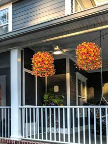 2 Bundles Artificial Flowers For Outdoors Fake Plants Outside Decoration, Orange Artificial Morning Glory, Realistic Orange-Yellow Flowers, UV Resistant Indoor/Outdoor Decoration, Outdoor Artificial Plants Outdoor Decoration Silk White Morning Glory - Multicolor - View 6