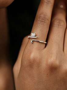 1pc S925 Sterling Silver Healing Sweet Cute Cat Thin Open Ring Women's Ring, Personalized Exquisite Luxury Design Versatile Niche Atmosphere Jewelry Gift For Best Friend Girlfriend Cute Accessory - Cat - View 4