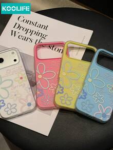 KOOLIFE 1 buah Casing Ponsel Motif Bunga Garis Luar Warna Macaron Biru Muda, Dengan Bingkai Kamera Warna Kontras dan Cetakan Teks Musim Semi, Cangkang Pelindung Anti Guncangan TPU+PC, Gaya Musim Semi Minimalis Lembut, Perlindungan Lensa Tahan Aus, Casing Ponsel Hadiah, Untuk iPhone 18pro/18pro Max/17/17pro/17promax/16/15/14/13 - Bunga grafiti biru - View 4