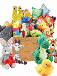 Random Size Polyester Durable Chew Doll Set, Suitable For Cats And Dogs, Includes Various Patterns And Styles, Including Plush Toys And Rope Toys, Suitable For Small And Medium Dogs, Suitable For Multiple Cats And Dogs To Play Together - Multicolor - View 5