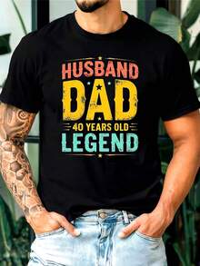 Men's Summer T-Shirt, Casual Sporty Style, Cotton Blend, Soft, Breathable, Loose Fit, White/Blue/Black, Regular Fit, Crew Neck, Smart Casual Style, Suitable - 黑色 - 查看 1