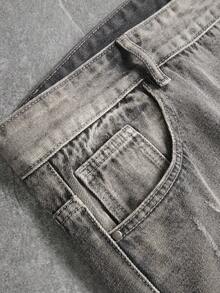 Men's Plus Size White & Grey Colorblock Straight Leg Jeans - Multicolor - View 8