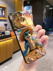 1pc Smiling Camera Anti-Drop Phone Case UV Printed Compatible With Samsung/Galaxy///// Android Models - Black - View 2