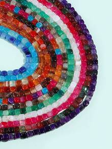 Manik-manik Batu Warna-warni Persegi 8mm, Manik-manik Lepas Alami untuk Perhiasan DIY, Gelang, Kalung, dan Aksesoris Pembuatan Anting. - MultiWarna - View 3