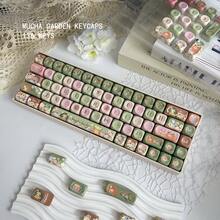 Mucha Garden 新鮮綠色與粉色主題可愛 MOA 五面熱昇華鍵帽，適用於機械鍵盤 - 查看 5