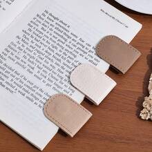 3pcs Solid Color Minimalist Leather Magnetic Bookmarks, Business Style Unisex Double-Sided Bookmark Clips, Gift For Book Lovers, Readers, Teachers, Students, Book Accessories, Coffee Brown And Silver Pattern - Rectangle - View 5