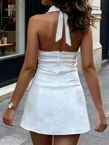 Vestido ajustado y sin espalda de hombros descubiertos en color blanco para mujer - Blanco - Ver 1