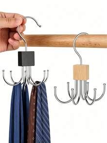 1pc/2pcs Rotating 6-Claw Belt Hook, Multi-Functional Closet Storage Rack, Suitable For Belts, Ties, Scarves, Bags, Vests, Hats, Rotating Clothing Accessories Storage Rack, Essential Dormitory Home Closet Supplies - Multicolor - View 1