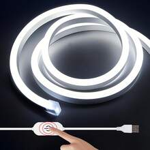 1-5m/39.3-196.8ft 柔性霓虹燈條，適用於室內裝飾、電視背光、鏡子、衣櫃等，適合各種節日，可裁剪，USB供電，附觸控開關與長按調光功能 - 霓虹燈 - 查看 1