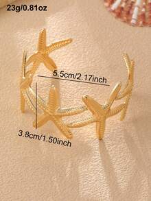NAIZHU 1/3pcs Teen Fashion Ocean Style Starfish Shell Conch Metal Bracelet Daily Party Vacation Accessory - Gold - View 8
