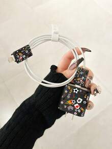 世界盃圖案設計充電線保護套，相容 20W Apple 充電器，極簡風 Apple 充電器保護套，適用於 20W Phone 15/16/17 Pro Max 充電線保護套，防刮防咬，適用於 13/14 Plus 充電器配件與手機配件 - 彩色 - 查看 3