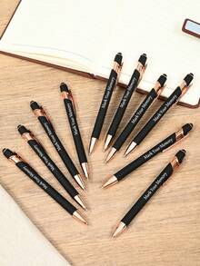 50/100pcs Customized Black Ballpoint Pens, Laser Engraved Personalized Letters And Sentences, Multi-Functional Student Writing Pens, Stationery, Souvenirs, Gifts, Handmade DIY, Personalized Gifts, Wedding Favors - Black - View 3