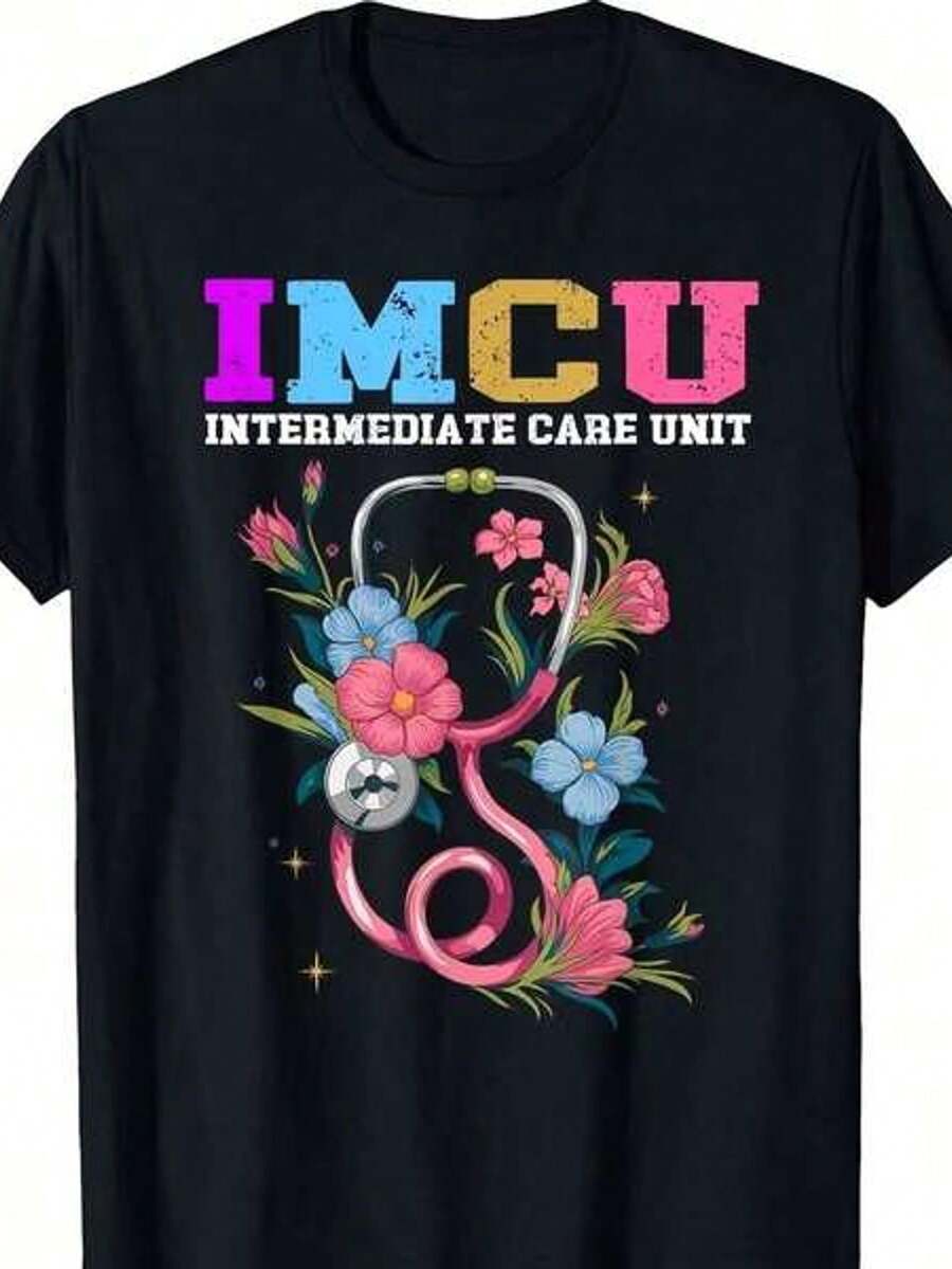 Camiseta floral de agradecimiento para enfermeras de la UCI de la unidad de cuidados intermedios, algodón de 220 g, gráfica suave, ligera, 15220 g Camiseta de algodón puro de 220 g para p