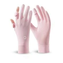 EIGIIS Ice Silk Sun Protection Gloves UV Protection Anti-Slip Touchscreen Driving Gloves Suitable For Cycling, Horse Riding, Golf, Hiking - Solid Color - View 7