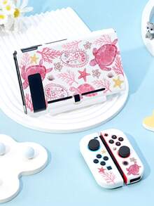 New Switch 2 (2025) Game Accessories, 1pc Pink Turtle Star Ocean Pattern Storage Bag For Charger And Data Cable, Compatible With Switch/Switch 2 Protective Case, Compatible With Switch 2/Switch OLED/Switch NS Battery Version Game Console Storage Bag/Protective Case, Card Box, Dust Cover, Dock, Built-In Stand, Can Store 10 Game Cards, Portable Travel, Anti-Drop Anti-Pressure Game Cartridge Box Controller Bag Accessory - Multicolor - View 3