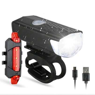 Kit Bike Completo com Descanso Lateral Regulável em Alumínio + Farol LED 300 Lumens e Luz Traseira Recarregável---WANG