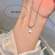 1pc Elegant Teardrop Sparkling Pendant Necklace - Silver - View 2