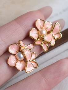 1 Pair Elegant Butterfly Stud Earrings, Designed For Women, Suitable For Wedding, Engagement, Anniversary Party, Valentine's Day Gift - 1# - View 4