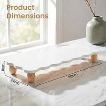 Wood Monitor Stand Riser, 60x24x8 Cm – Cute Cloud Shape  Desk Shelf, Laptop Riser For PC, Printer, TV, White & Brown - View 2