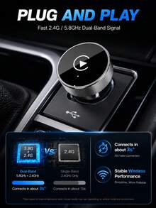 XF.Meraki 2合1無線CarPlay與Android Auto轉接器，即插即用。CarPlay將有線轉為無線，快速自動連接且無延遲。適用於與Android設備的緊湊設計，配備USB/USB-C接口（黑色）。 - 二合一車機互聯投機 - 查看 2