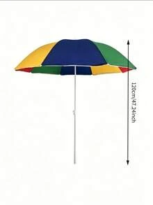 1pc Oversized Color-Block Beach Parasol - Adjustable Height, UPF50+, Portable Outdoor Sun Canopy, Ideal For Beaches, Pools, Camping, Courtyards And Summer Vacations - A - View 9
