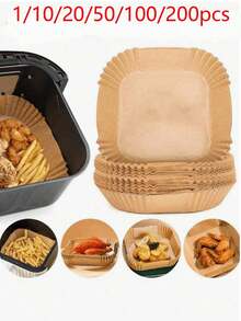 100/50pcs Disposable Square & Round Air Fryer Baking Paper, Non-Stick Cooking Parchment Paper, Kitchen Supplies, Outdoor BBQ, Air Fryer Liners, Air Fryer Paper, Air Fryer, Back To School Supplies, Storage Containers, Kitchen, Home Goods - Primary Color - View 8
