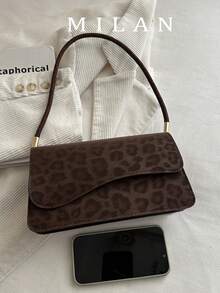 Fashionable Leopard Print Asymmetrical Flap Vintage Minimalist Elegant Shoulder Bag - Coffee Brown - View 12