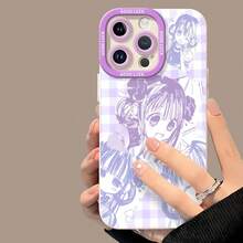 Collage de chicas anime chibi lavandafunda de teléfono Fundas compatibles con ,Apple,VIVO,OPPO,,, y Honor.Fabricadas en silicona TPU,ofrecen protección contra golpes y caídas. - Blanco - Ver 4
