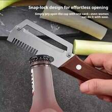 2026 NEW 1/2/3PCS Multi-Functional Vegetable Peelers For Kitchen, Wooden Handle Potato Peeler Hand Tool With Stainless Steel Blade, 2-In-1 Bottle Opener Fruit Peeler For Potato, Apple, Carrot, Mango - Default - View 4