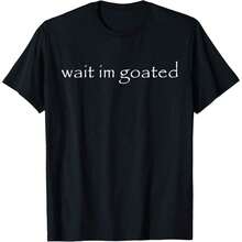 Unisex Short-Sleeved T-Shirt For Men, 220g, 100% Cotton, With "Wait I'm Goated" (Meme) Print, Vintage Crew Neck, Regular Fit For All Seasons, Ideal As A Gift - 黑色 - 查看 1