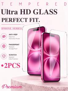 ZYSHI 2片裝白色高清晰強化玻璃螢幕保護貼,相容 iPhone 11/12/13/14/14 Plus/14 Pro/15/15 Plus/15 Pro Max/16/16 Pro Max 系列,防刮耐磨、易安裝,可搭配手機殼使用 - 2個 - 查看 26