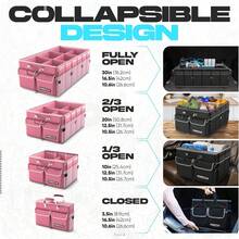 FORTEM Organizador de Maletero Coche y SUV - Organizador de Coche para Almacenamiento - Caja Plegable con 2 Compartimentos Grande - Base Antideslizante - Cinchas Ajustables - Tapa Extraíble (Negro) - Rosa - Ver 6