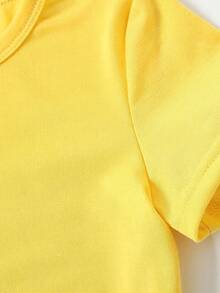 Creative And Sweet T-Shirt For Girls WML With Cartoon Print Of The Number 67 - Yellow - View 4