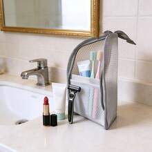 1pc Upright Mesh Toiletry Bag, Portable Zipper Travel Cosmetic Organizer, Multi-Pocket Bathroom Storage Bag, Suitable For Business Trip And Vacation - Multicolor - View 6